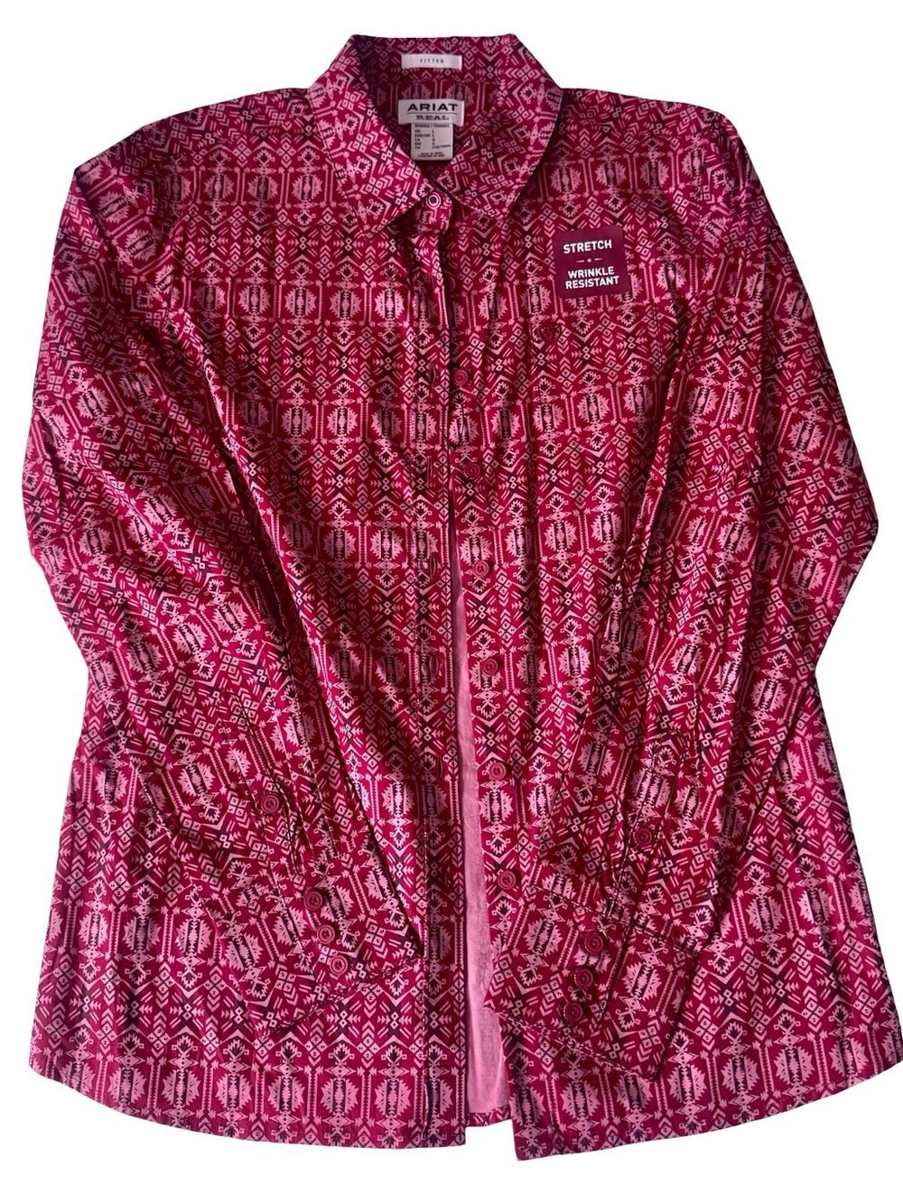 NWOT Ariat REAL Women’s Kirby Stretch Button Down  Shirt Aztec Print Size L